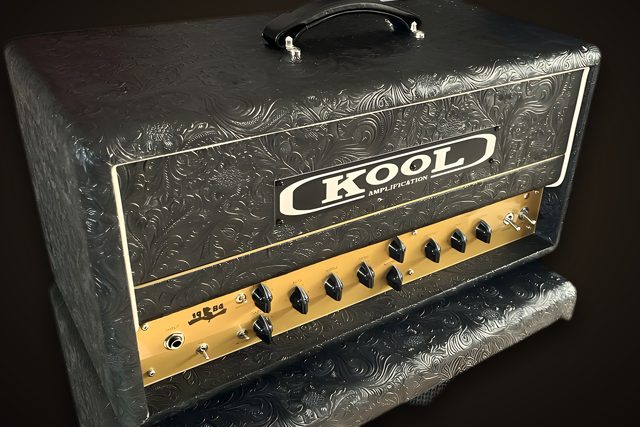 The Kool 1984 amplifier head on a cabinet